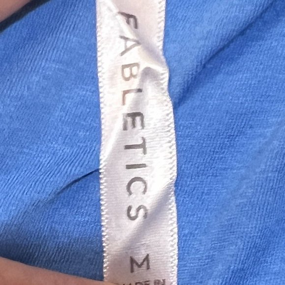 Fabletics Live-In Spaghetti Strap Dress Size Medium Wavy Stripe Blue Midi Fitted - Picture 14 of 15